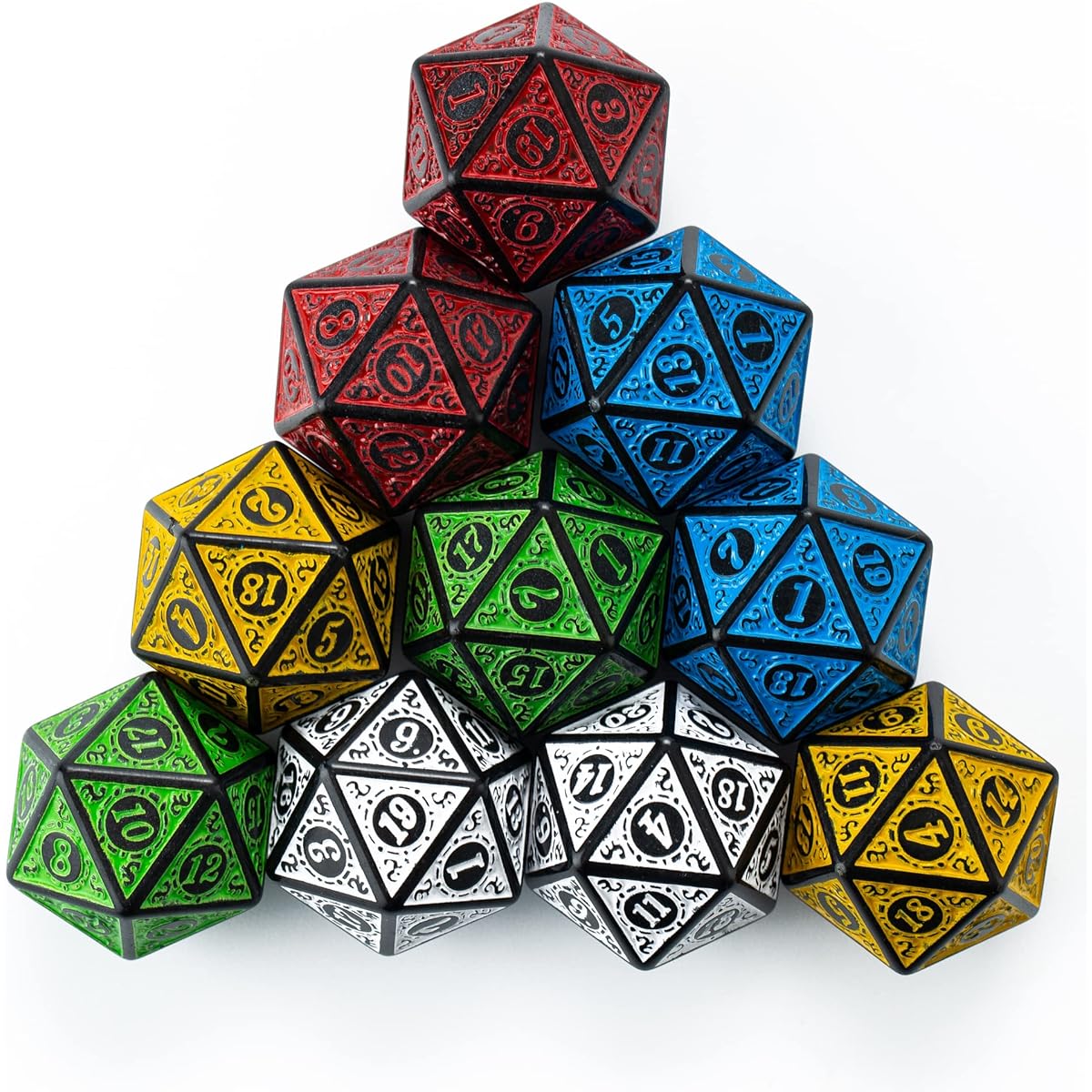 SmartDealsPro 10 Pack 20 Sided Dice D20 Polyhedral Dice for DND RPG MTG Tabletop Games (Color 9)
