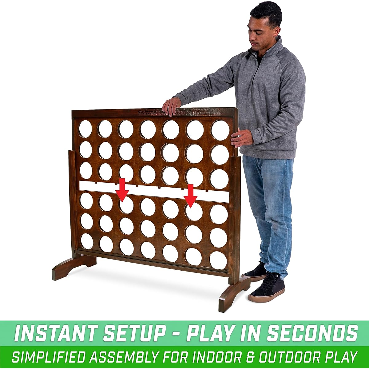 GoSports 4' Wide Giant Portable 4" Game Dark Wood Stain with Rules and Carry Bag