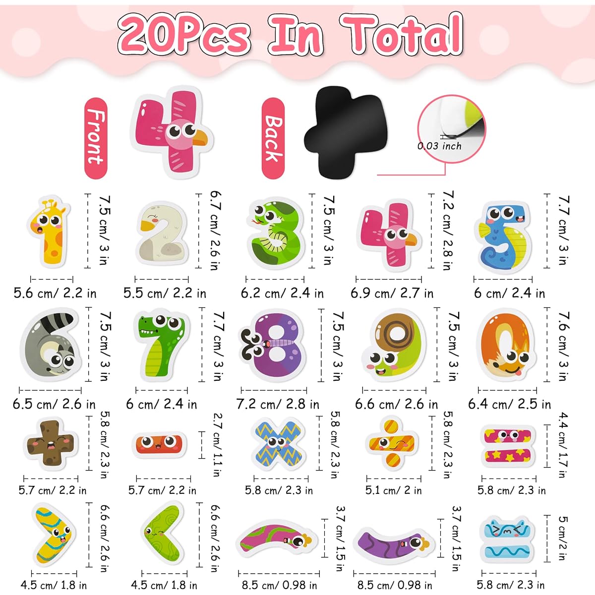 Cute Animal Magnetic Numbers for Toddlers Math Learning Tools Numbers 0-9 Toy Symbol Magnet Number Magnets Kids Magnets Refrigerator Magnets Animal Refrigerator Magnets for Whiteboard