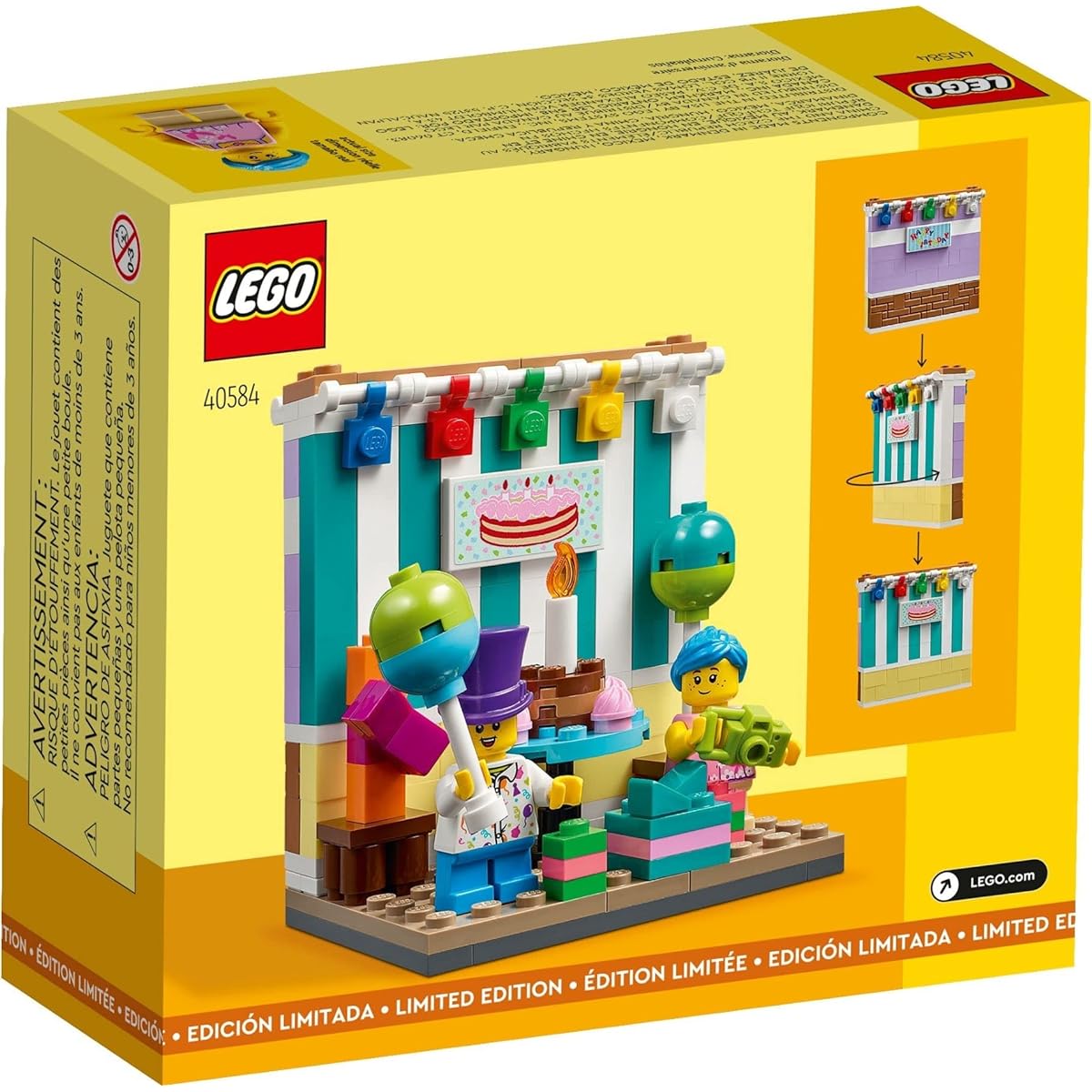 LEGO Birthday Diorama (40584) - Celebration building block set for ages 6 and up with balloons, cake, gifts and signage