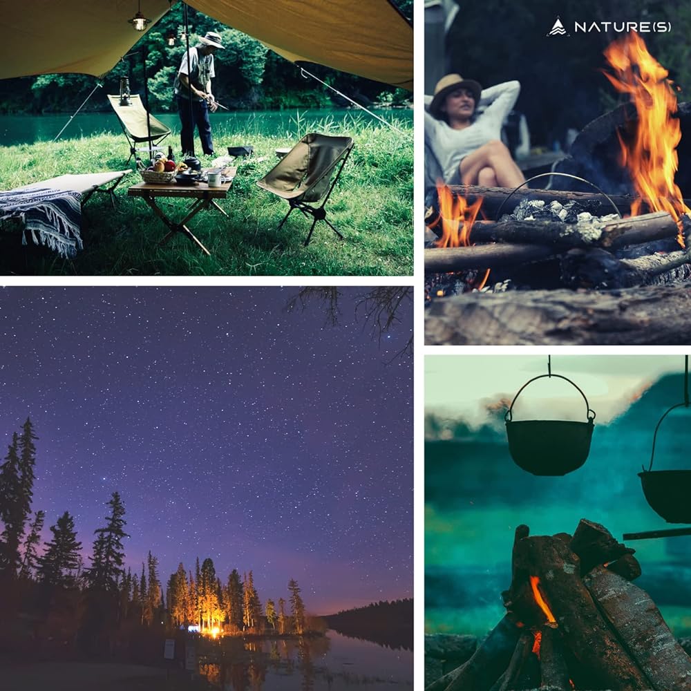 NATURE(S) Camping Chair Tactical Army Green Compact Chair Side Pocket Oxford600D Fabric Aluminum Frame Load Capacity 150kg Fishing Designers ZA