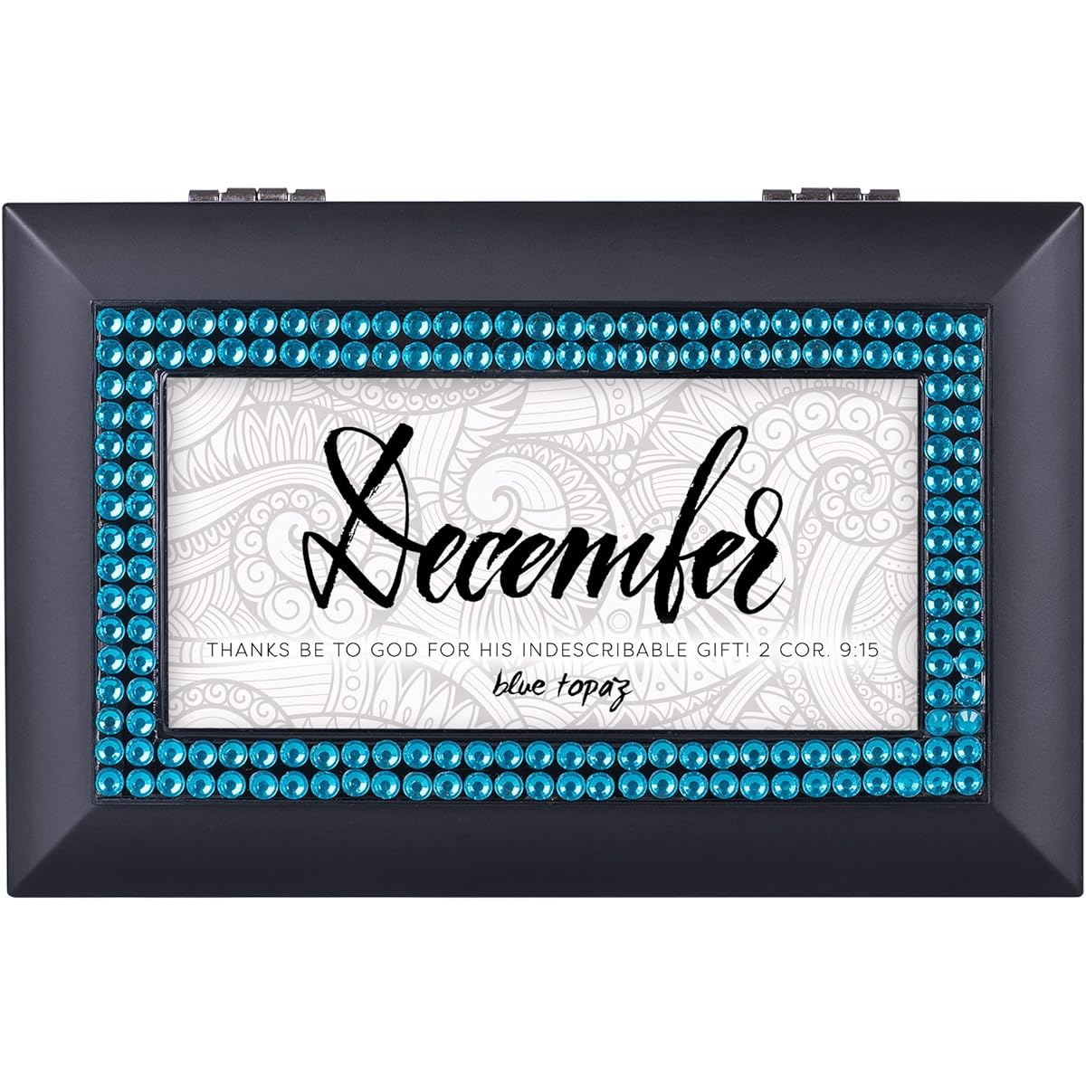 Black Finish Birthstone Petite Music Box Featuring Scripture Verse 2 Cor. 9:15 6 x 4 Black PB240SB