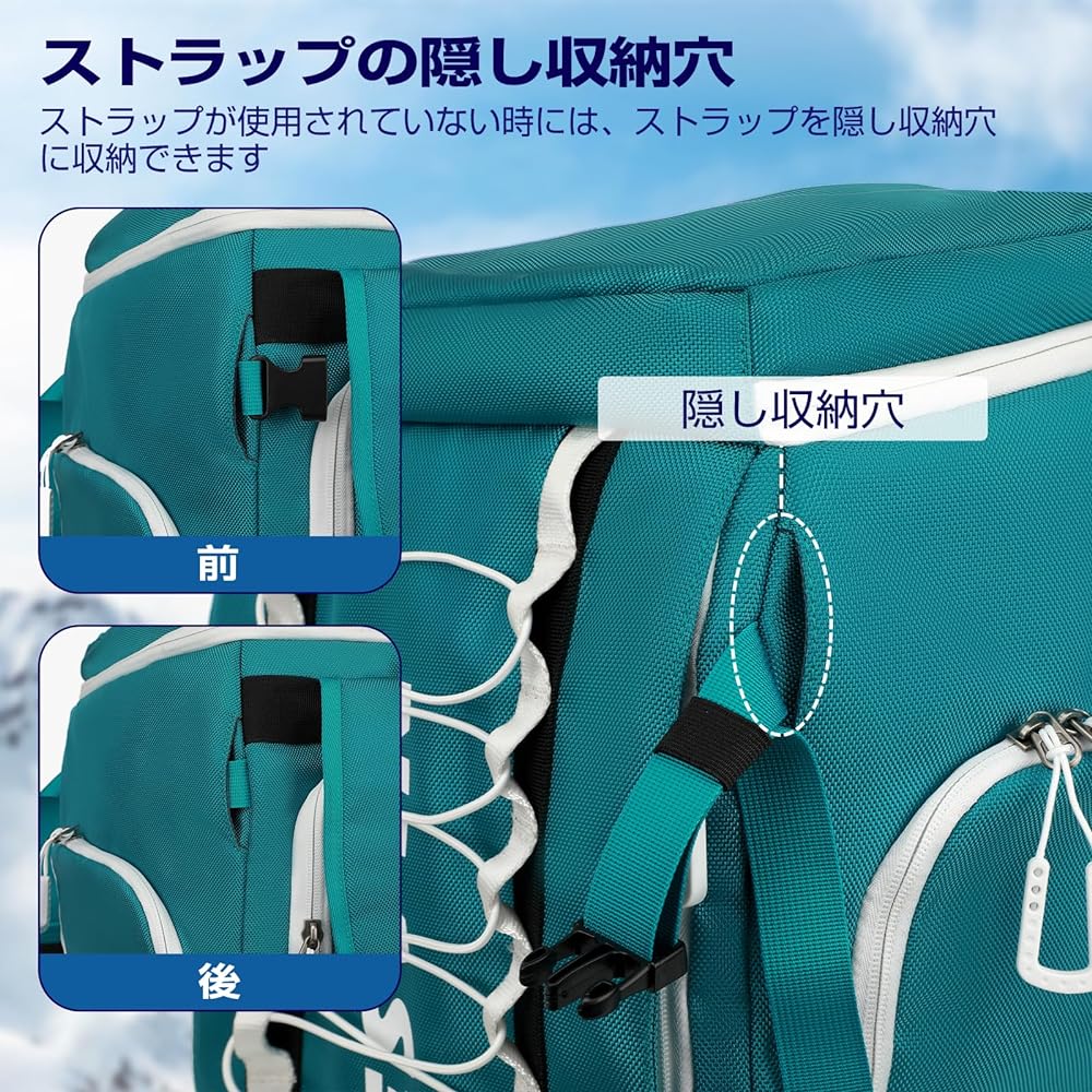 RESVIN Snowboard Backpack Ski Boot Bag, Large Capacity 55L Ski Boot Backpack 1680D Nylon Waterproof Ski Bag for Helmet, Goggles, Gloves, Skis, Snowboard & Accessories