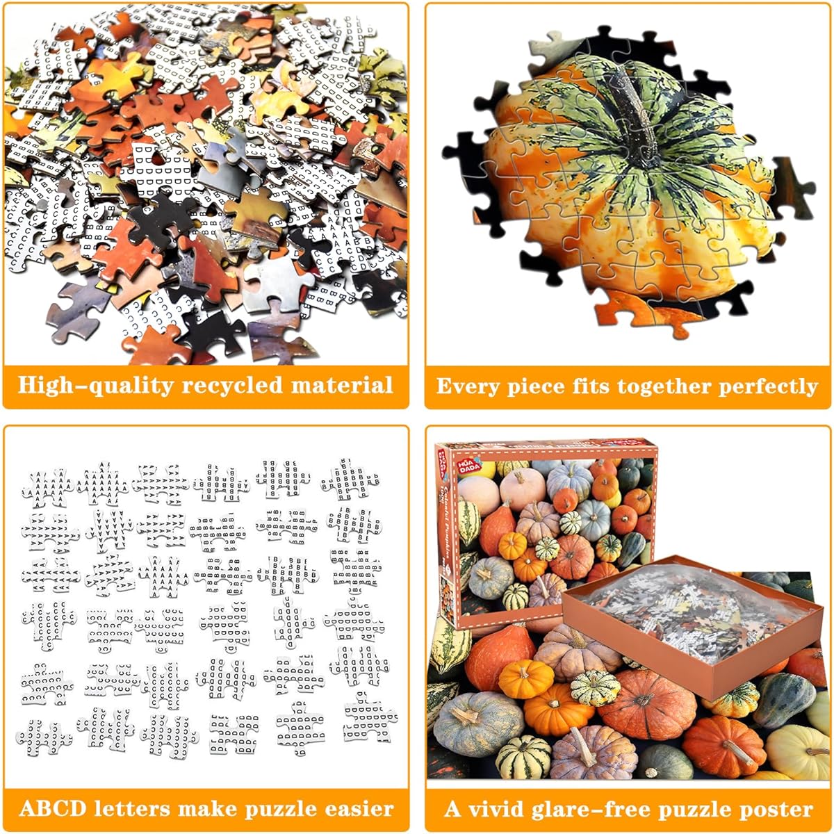 HUADADA Puzzle for Adults 1000 Piece Pumpkin Puzzle 1000 Piece for Adults and Kids Colorful Challenging Family Puzzle (27.5" x 19.7")