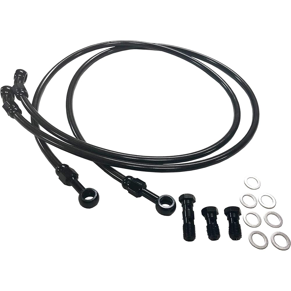 ALCANHANDS Black Mesh Brake Hose Set Zephyr 400 / Zephyr 400χ 5cm Long MS001B05