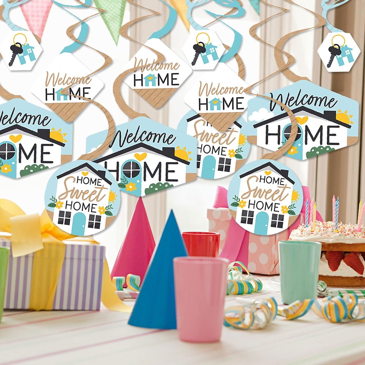 Big Dot of Happiness Welcome Home Housewarming - New Sweet Home Hanging Decorations - Party Decoration Swirls - Set of 40