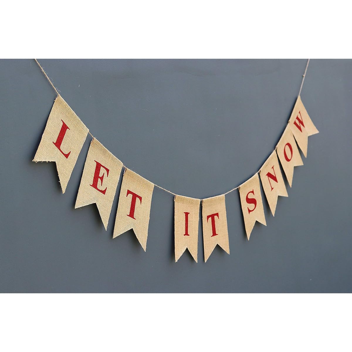 LET IT SNOW banner-Christmas Decor-Elegant Snow Flake Banner-Rustic Winter Theme Party Burlap- Holiday Season Decoration-Season Bunting Burlap Banner