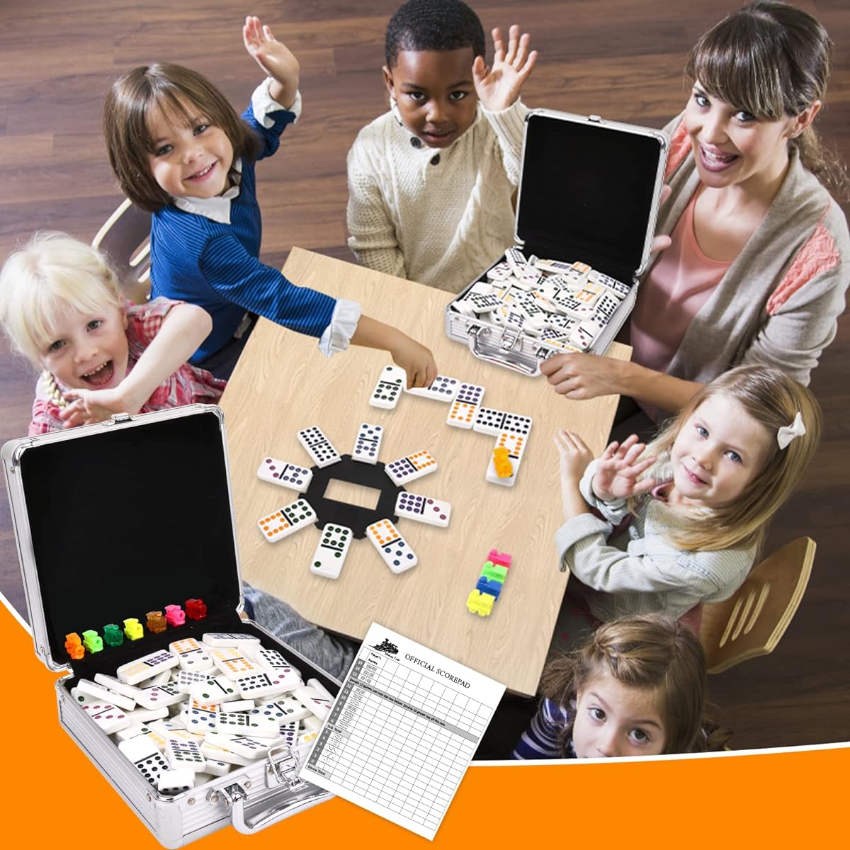 LIOGELIRS Mexican Train Domino Set for Adults 105 Pieces - Double 12 Color Domino Set Classic Tile Board Game with Aluminum Case Domino Set 91 Tiles for Family Game Night