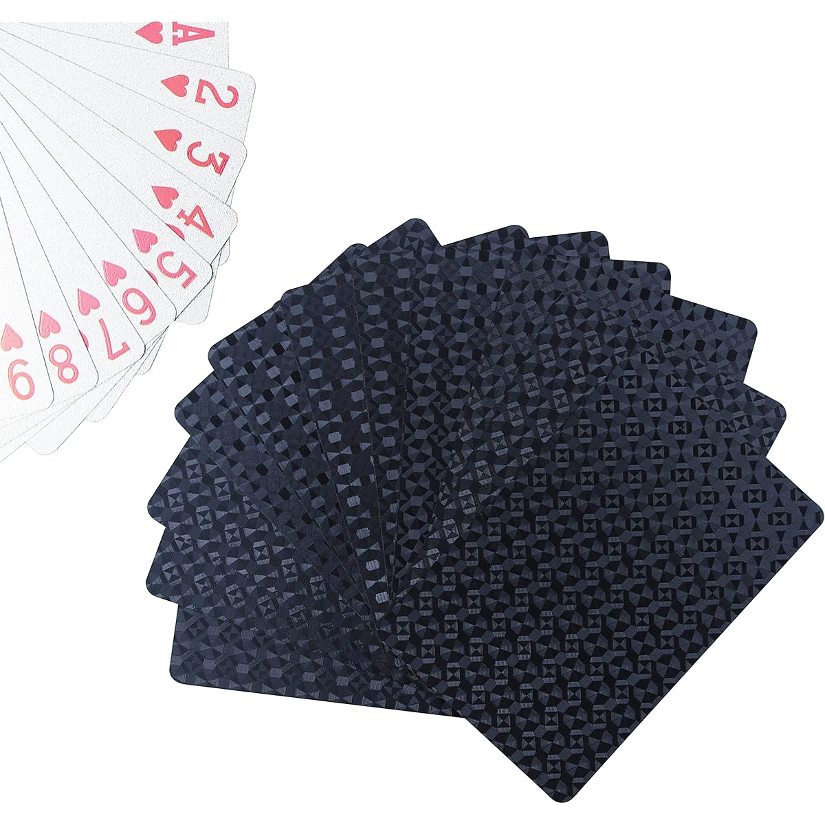 TRINKA Gold Playing Cards, Waterproof Plastic Poker Cards for Family Game Party Gifts, Black, Silver