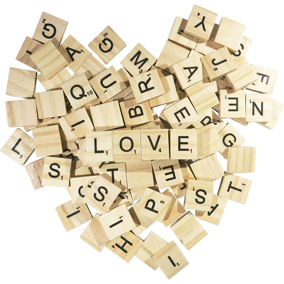 LoengMax Wooden Letter Tiles, Wooden Scrabble Tiles, Scrabble Letter Tiles for Crafts, DIY Wooden Gift Decoration, 200 Pieces