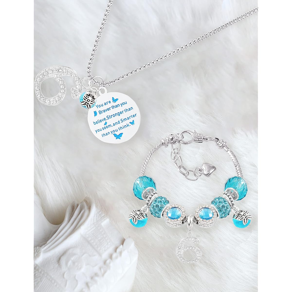 6th Birthday Gifts for Girls 6th Birthday Charm Bracelet 6th Birthday Necklace Lace 6th Birthday Party Supplies 6th Birthday Decorations for Girls 6th Birthday Jewelry, 2XL, Alloy metal
