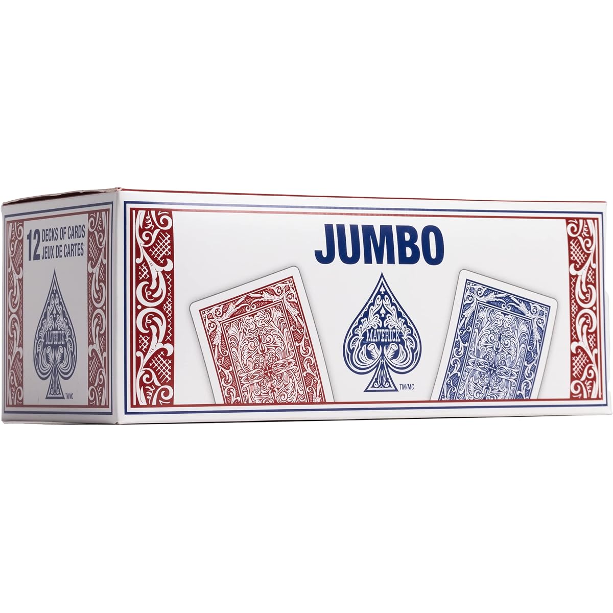 Maverick Playing Cards Jumbo Index Poker Cards Bulk Playing Cards 12 Pack Red & Blue