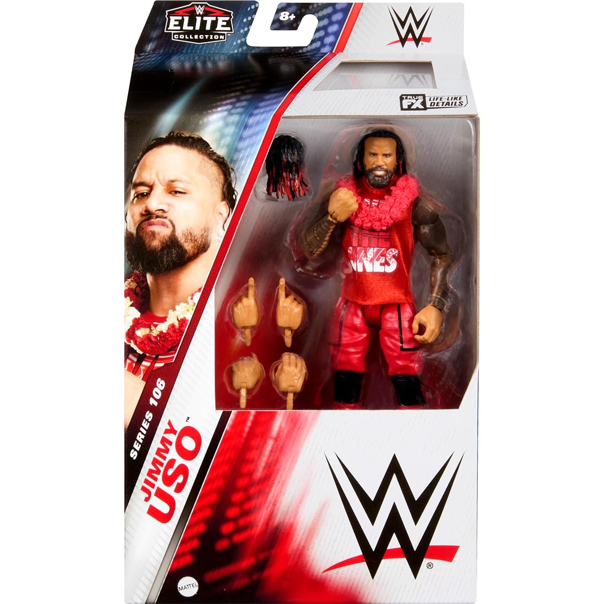 WWE Elite Action Figure & Accessories, 6-Inch Collectible Jimmy USO Articulated, Authentic Look, Interchangeable Hands