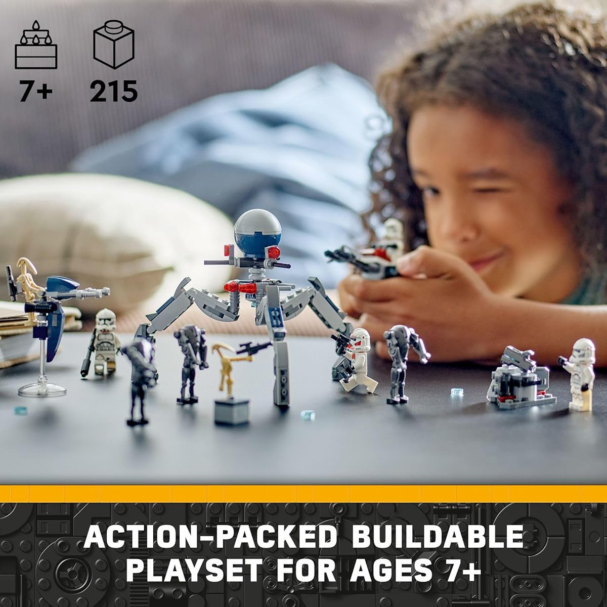 LEGO Star Wars Clone Trooper & Battle Droid Battle Pack Set for Kids Buildable Toy Speeder Bike Vehicle Tridroid Defensive Post Collectible Gift for Boys and Girls Ages 7+ 75372