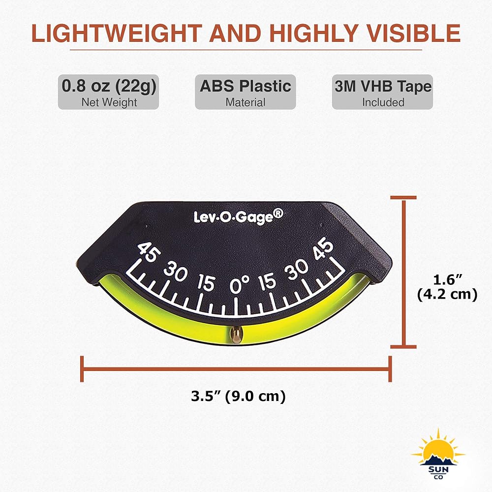 Sun Company Lev-o-gage Heel Angle Sailing Inclinometer (Marine) | Mounted on Ship Bulkhead Black with White Letters