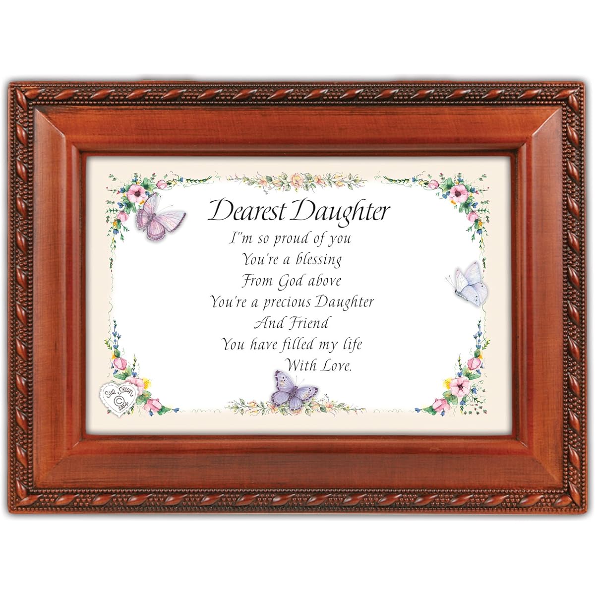 Dearest Daughter Woodgrain Music Box Plays Friend in Jesus