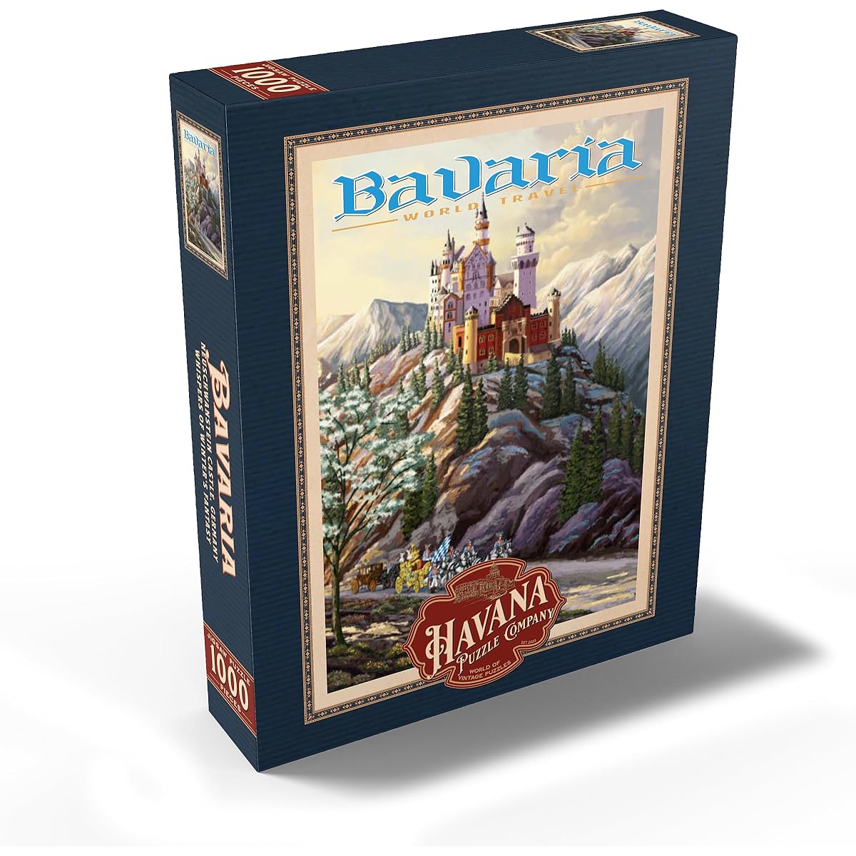 Germany Neuschwanstein Castle - Whispers of Winter Fantasy Vintage Travel Poster - Premium 1000 Piece Jigsaw Puzzle for Adults