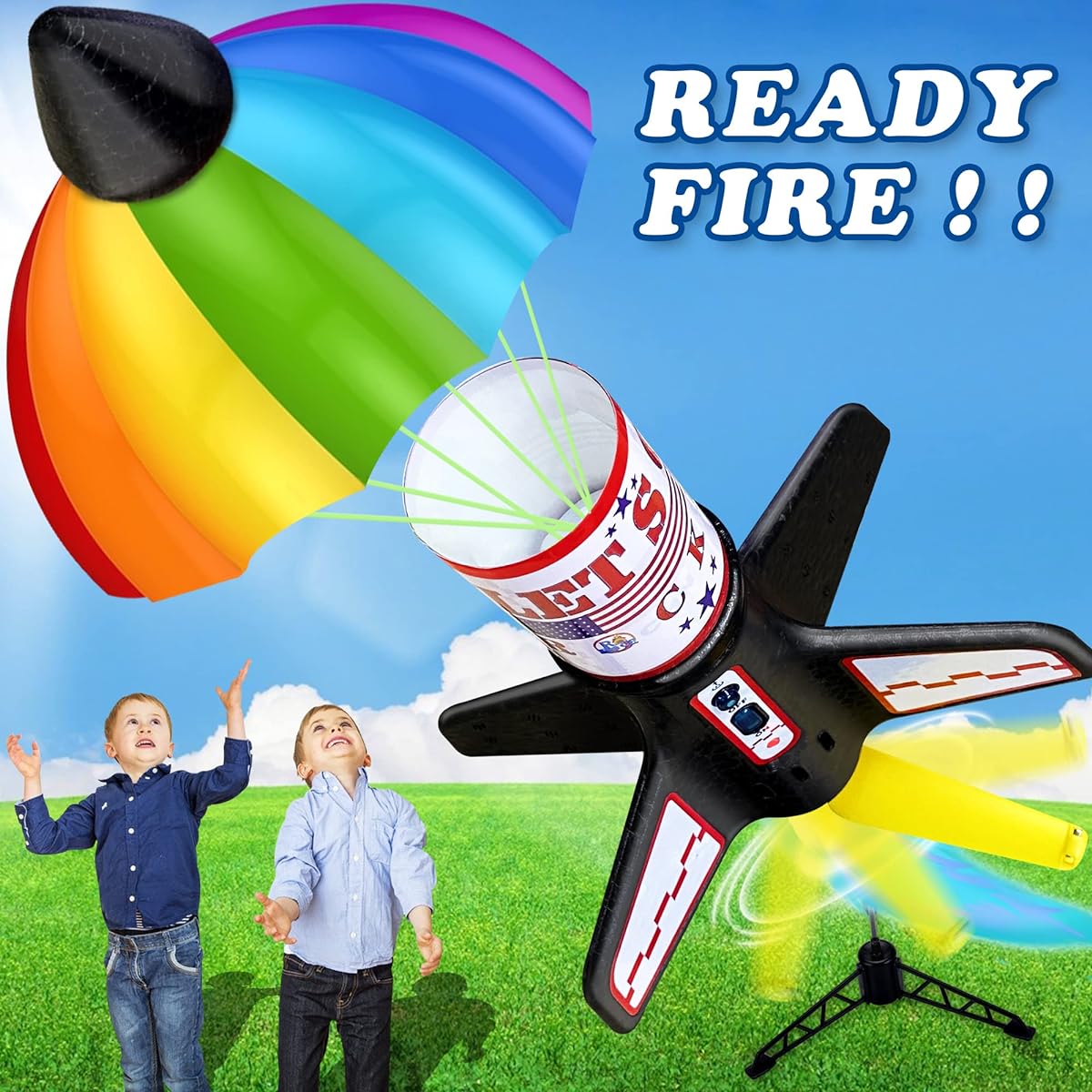 ROHSCE Rocket Launcher for Kids 8-12 Electric Toy Rocket Launcher Electric Air Rocket Toy with Parachute Outdoor Toys for 6-8 Years Up to 200 Feet Birthday Gift