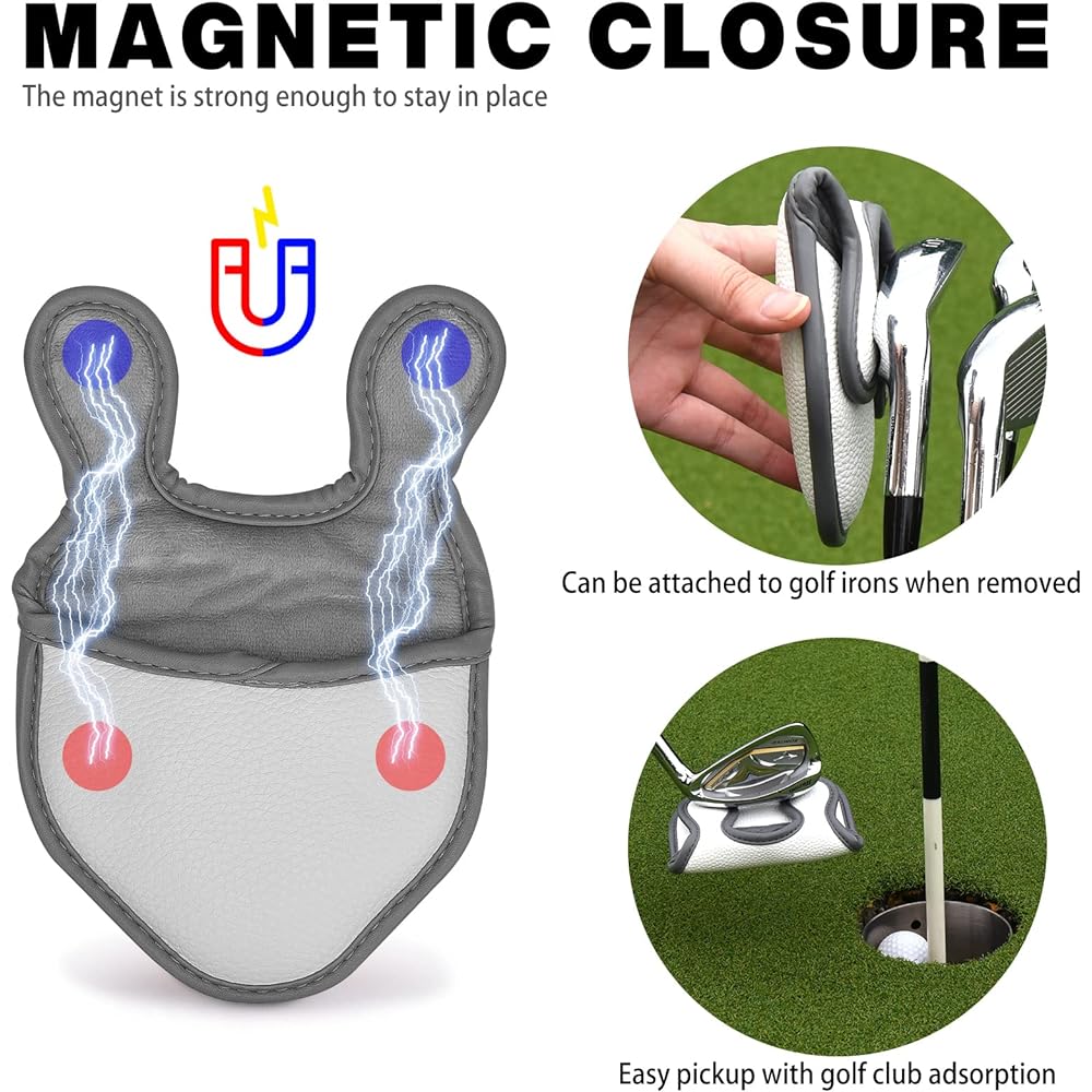 CRAFTSMAN Golf Putter Cover Mallet Magnet Compatible with 2 Balls Head Cover 3 Colors Synthetic Leather