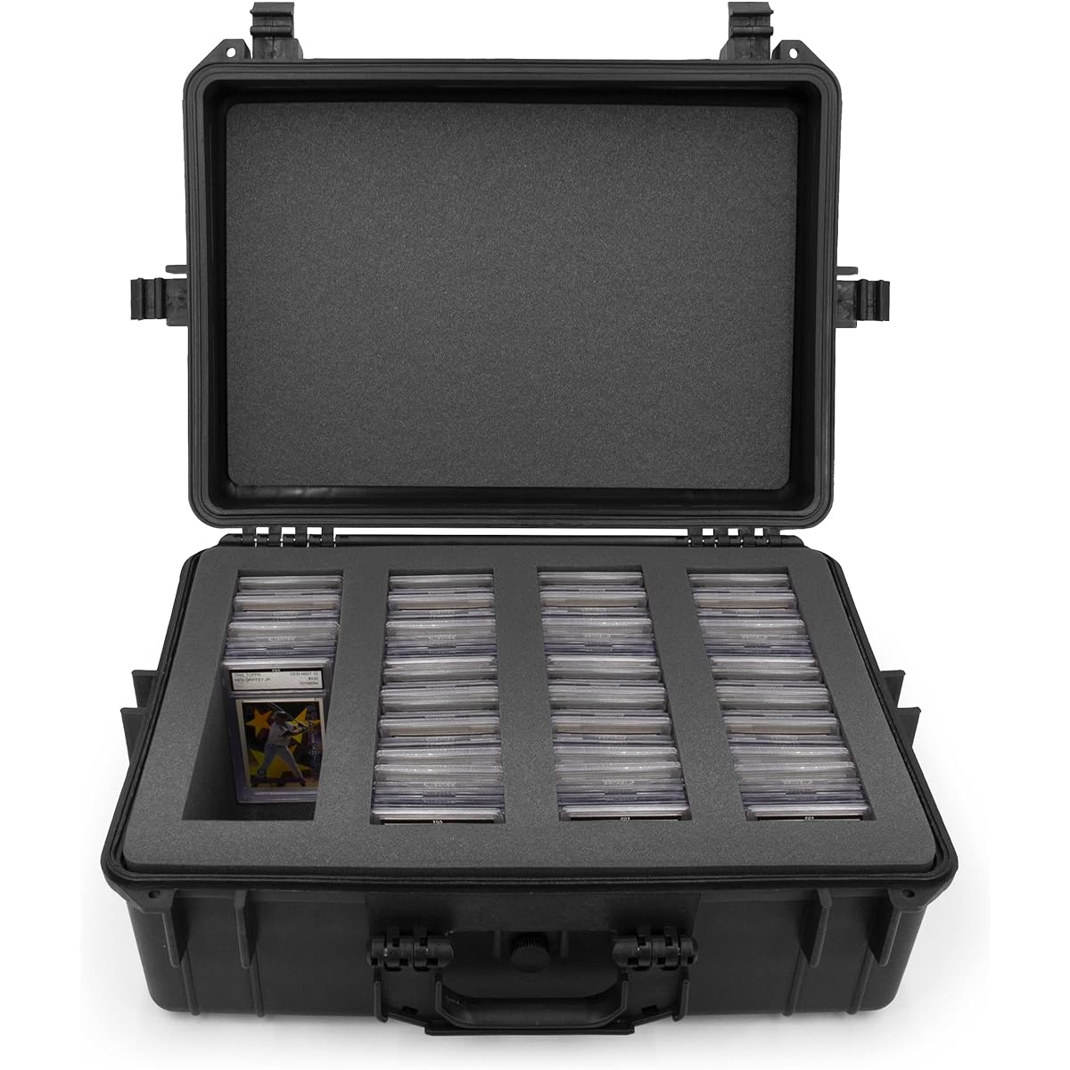 CASEMATIX XL Graded Card Storage Box - Fits 160+ Sports Cards, BGS, PSA Graded Cards, Waterproof Trading Case with Custom Foam Slots and Display