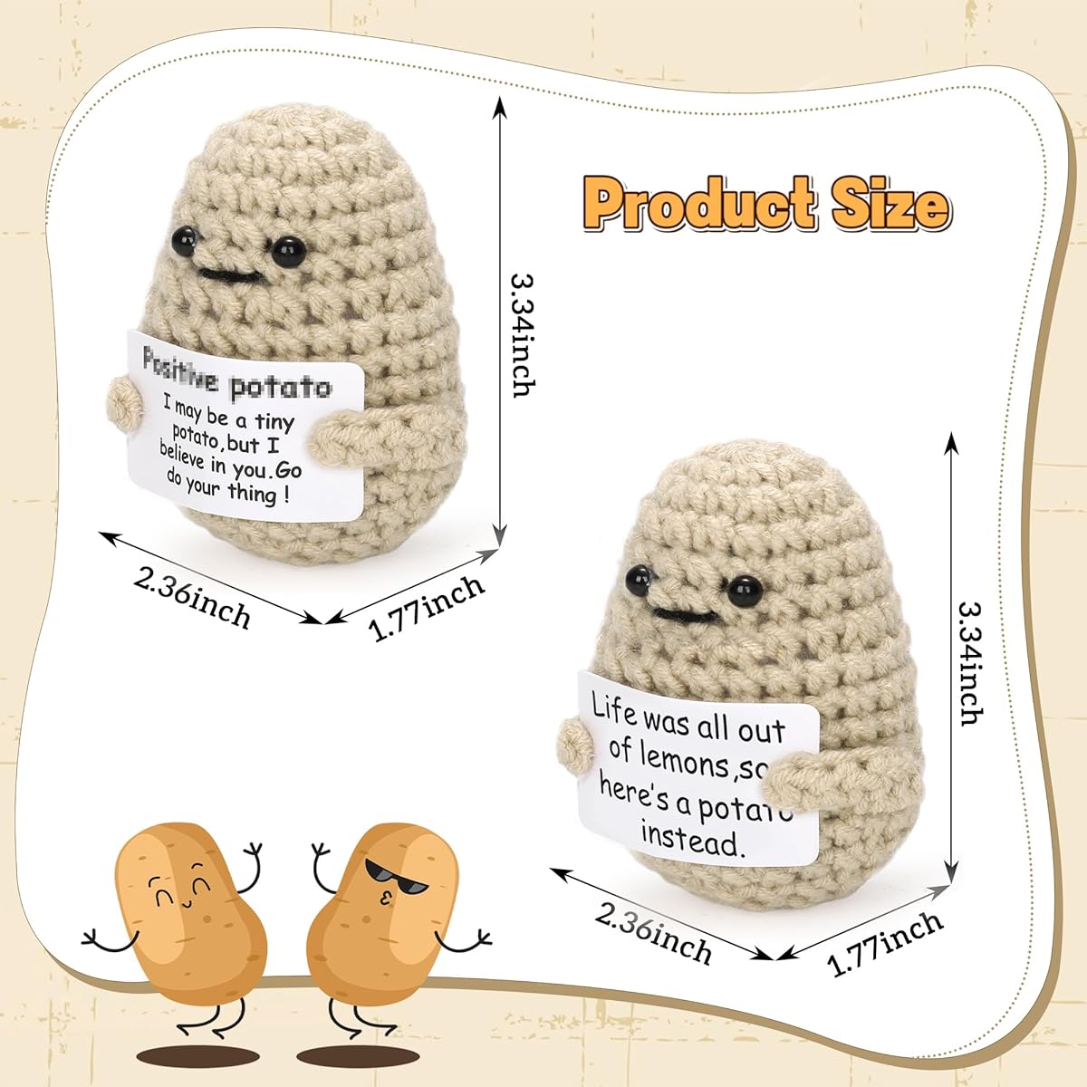 Uhael Mini Funny Positive Crochet Potato 4 Piece Funny Knit