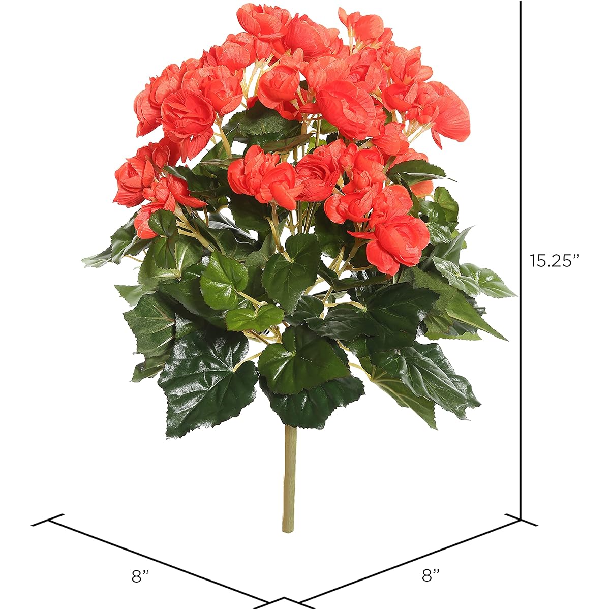 Vickerman Everyday Artificial Orange Begonia Bush, 15.25" Long - Premium Faux Floral Decor for Weddings and Everyday Arrangements - Maintenance Free Flowers