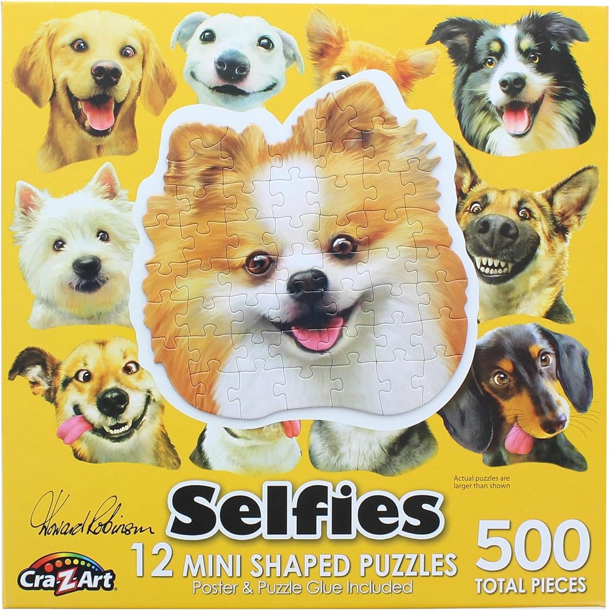 RoseArt Mini Shape Jigsaw Puzzle 500 Piece Dog Selfie
