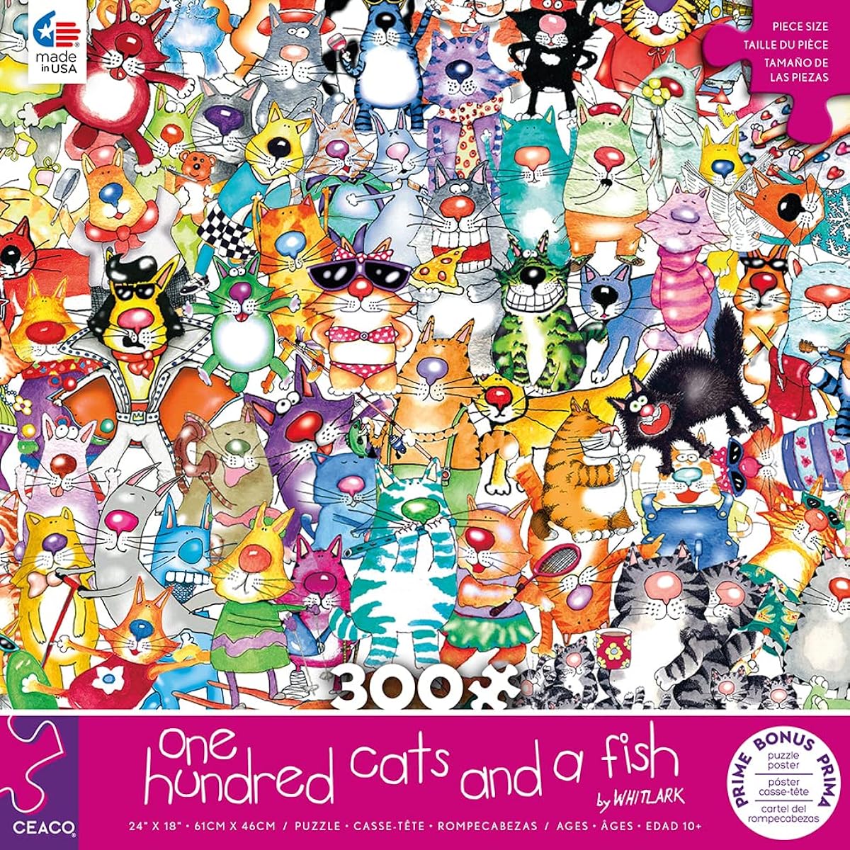Ceaco Jigsaw Puzzle 100 Dogs, One Cat and a Fish, 300 Pieces