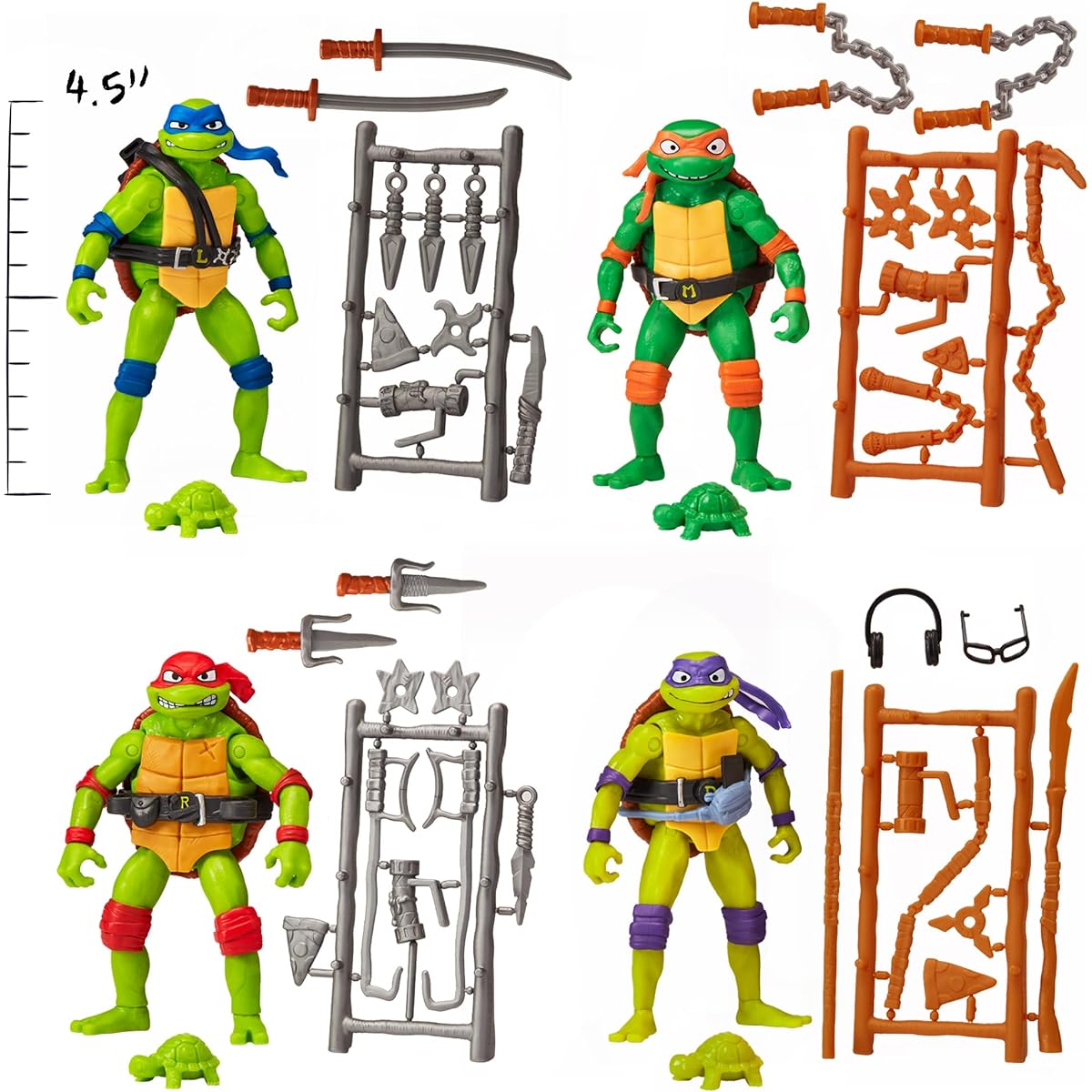 Playmates Toys Teenage Mutant Ninja Turtles Mutant Mayhem Basic Figures Turtles 4 Pack