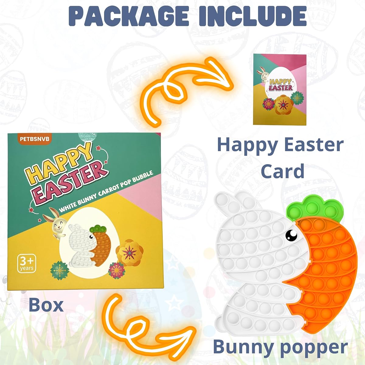 PETBSNVB Bunny Carrot Pop Bubble Fidget Sensory Toy Puzzle Popper Toy Pack for Kids Boys Girls 3 4 5 6 7 8 9th Birthday Party Christmas