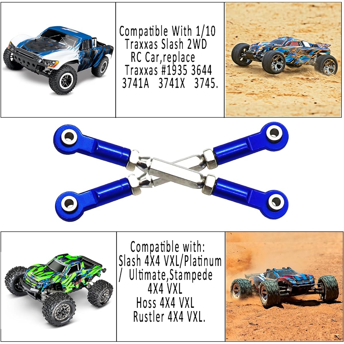 BingHFobbyHuo 7pcs Adjustable Aluminum Turnbuckle/Camber Link Rod End Set for Traxxas Slash 4X4/2WD 1/10 Upgrade Parts (Navy Blue)