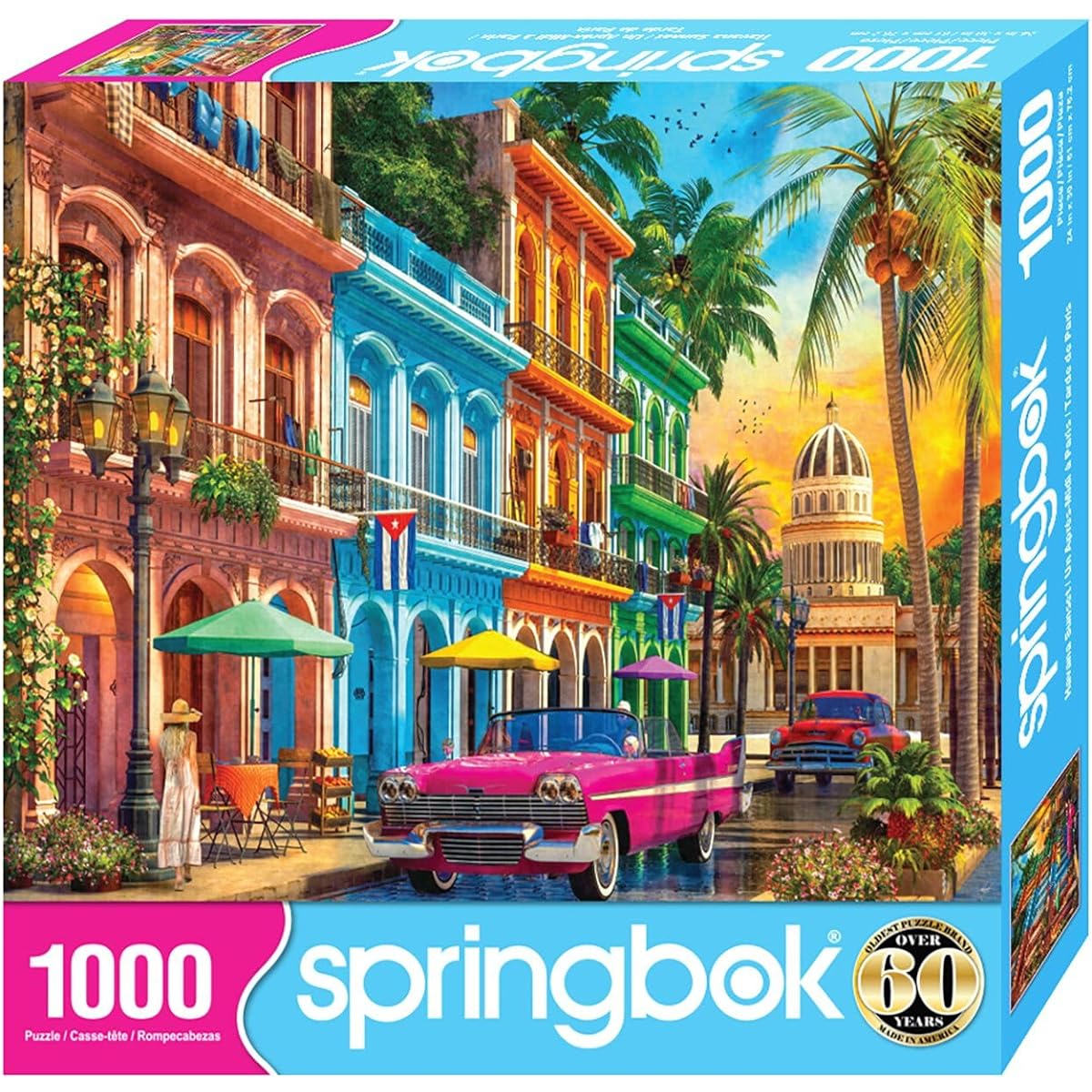 Springbok Havana Sunset 1000 Piece Jigsaw Puzzle for Adults - Colorful Travel Puzzle by Artist Dominic Davison - Finished Size 30" x 24"