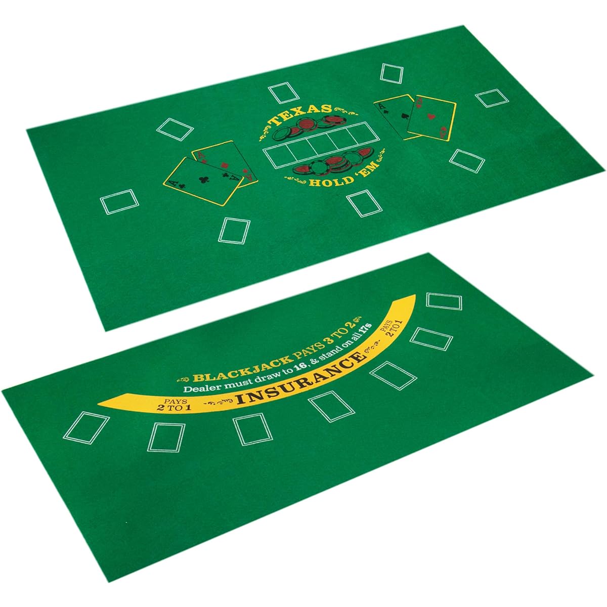 Double-Sided Poker Table & Blackjack Casino Mini Felt | Convenient Space Saving 36" x 18" Roll-Up Casino Gambling Tabletop Mat | Smooth 2mm Coffee Table Texas Hold'em & Blackjack Card Games