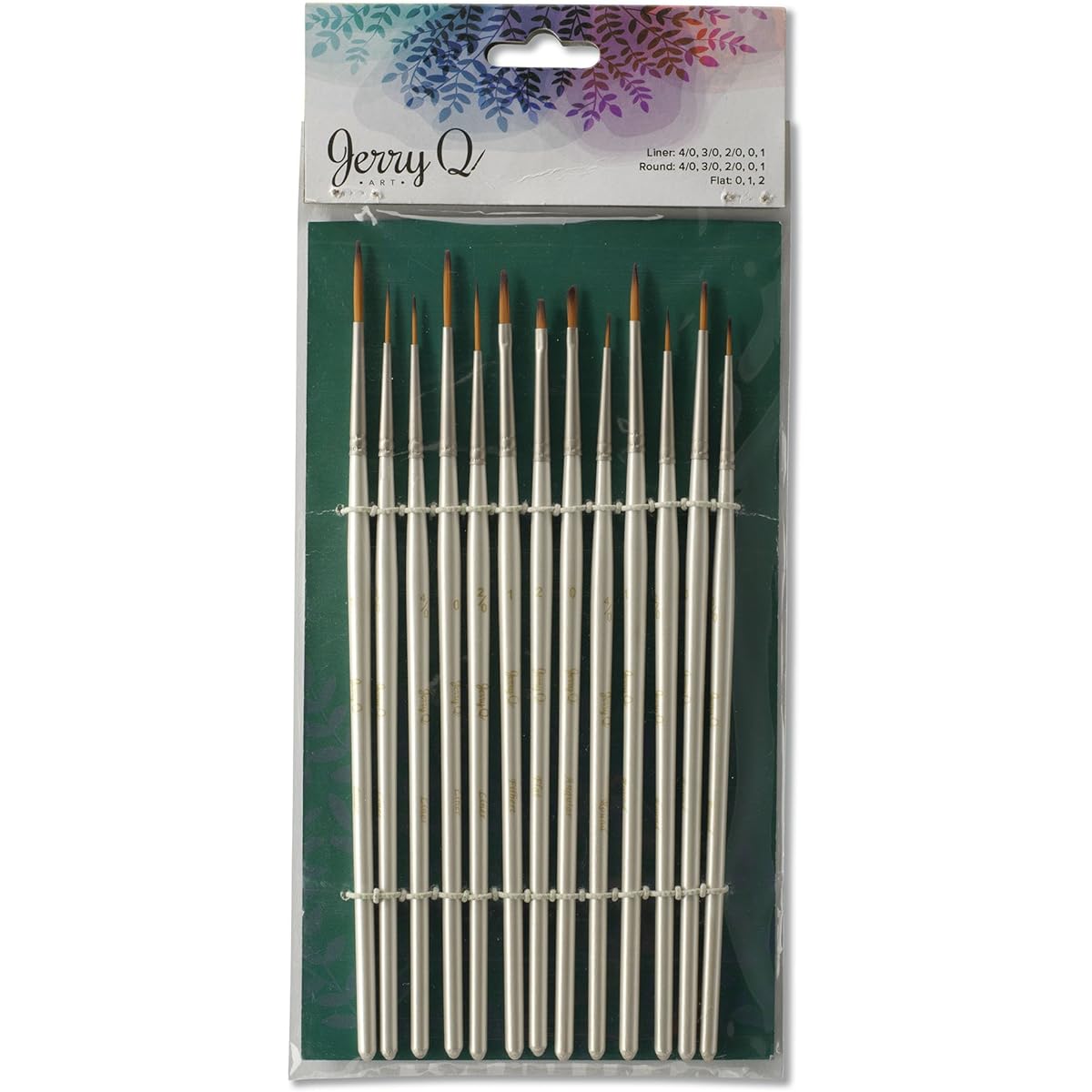 Jerry Q Art 13 Piece Detail Paint Brushes, Double Color Synthetic Bristles, High Performance for Oil, Acrylic, Watercolor, JQ-501