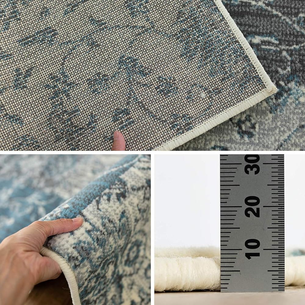 Sayang Sayan Calico Pattern Block Rug Carpet Karo 200x250 3 Tatami Blue Wilton Weave