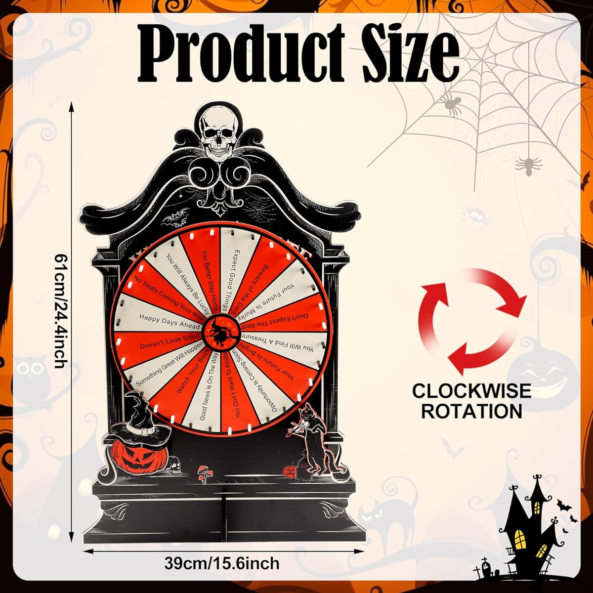 Poen Halloween Games for Adults Fortune Wheel Board Game Halloween Party Games Spinner Wheel Fortune Decorations for Adults Carnival Party Games Casino Tabletop Supplies