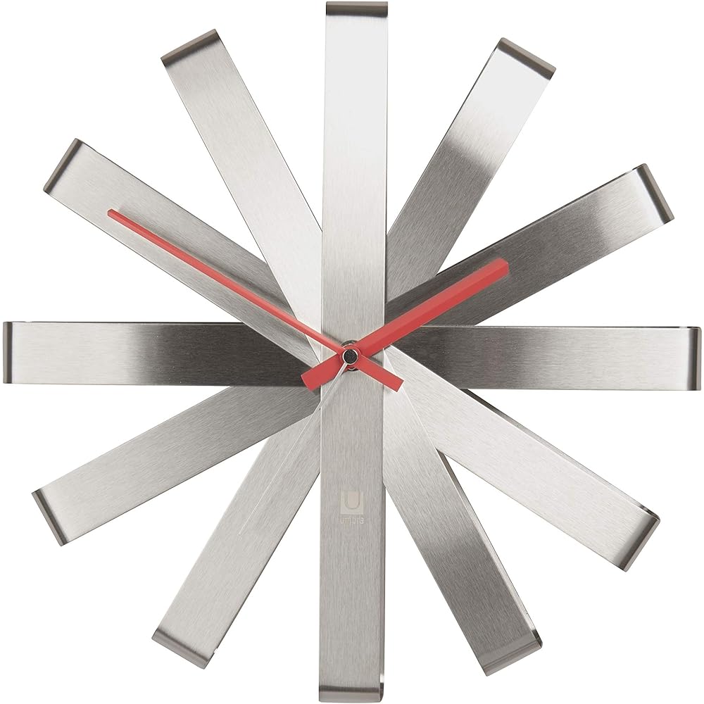 umbra Wall Clock Stylish Wall Clock Analog Interior Nickel Diameter 30cm RIBBON 2118070590