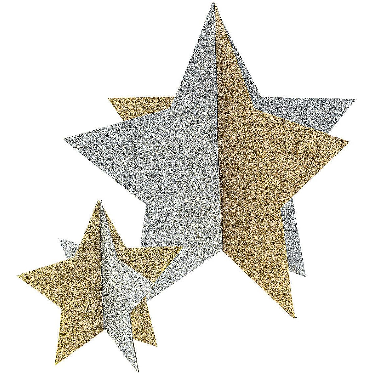 Gold & silver star centerpiece.