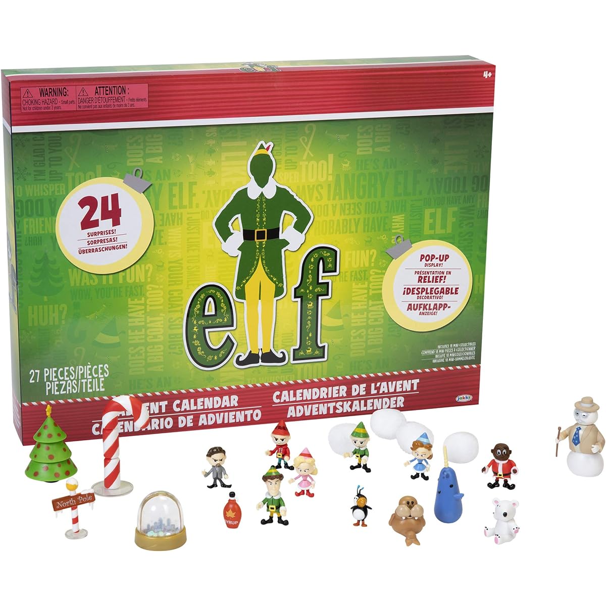 Jakks Holiday Elf Advent Calendar 24 Days of Fun Collectible Surprise Figures