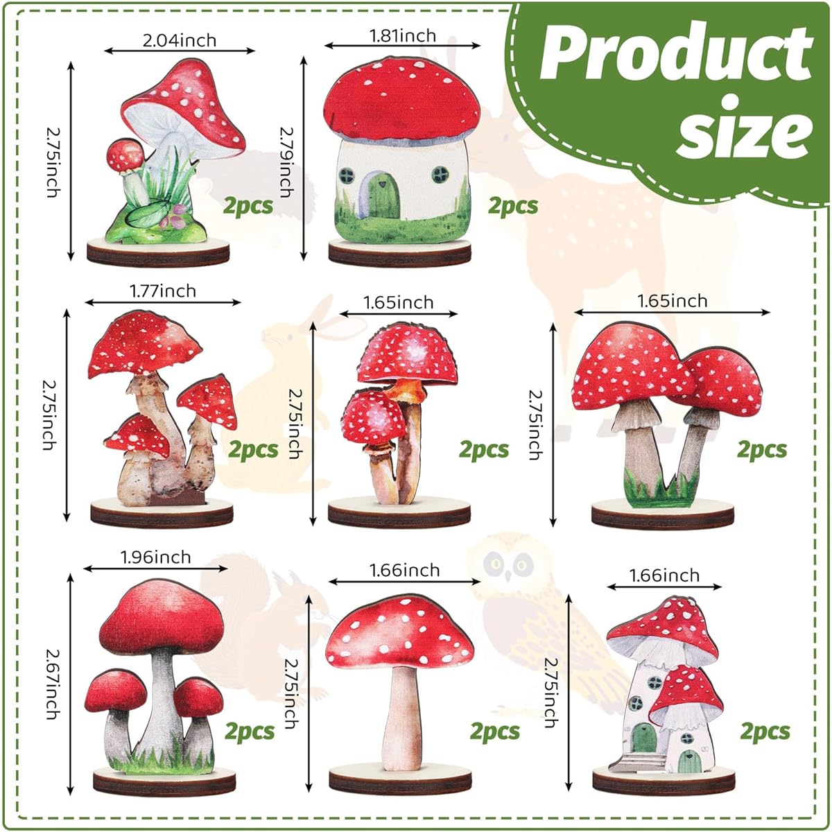 Thyle Wooden Mushroom Baby Shower Centerpieces Table Toppers Mushroom Baby Shower Decorations Table Centerpieces Decor Mushroom Cutout Shapes Wooden Sign for Woodland Camping Birthday Party 16pcs