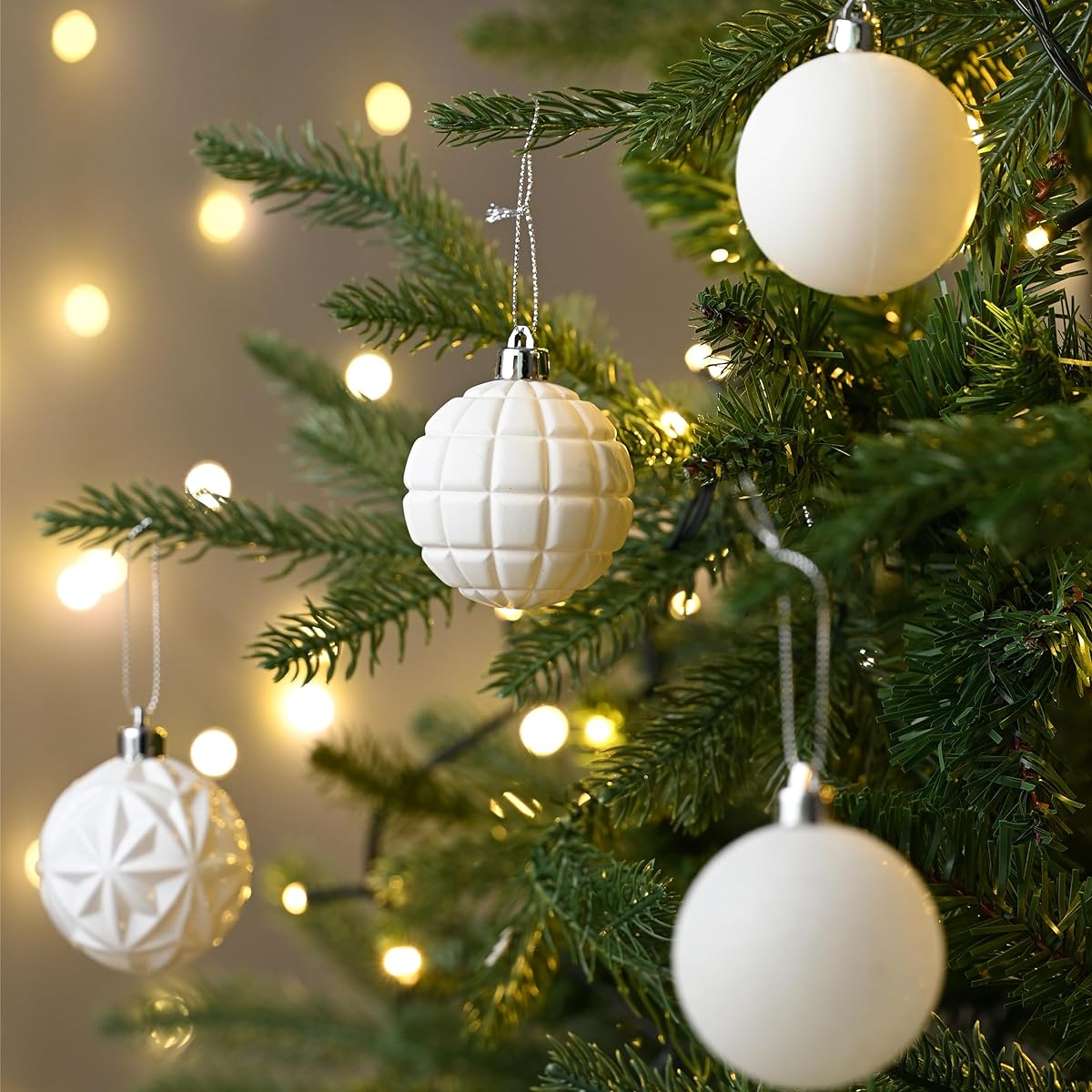Valery Madelyn 24ct 60mm White Christmas Halloween Ball Ornaments Decoration Shatterproof Christmas Tree Ornaments for Halloween Christmas Party Decorations