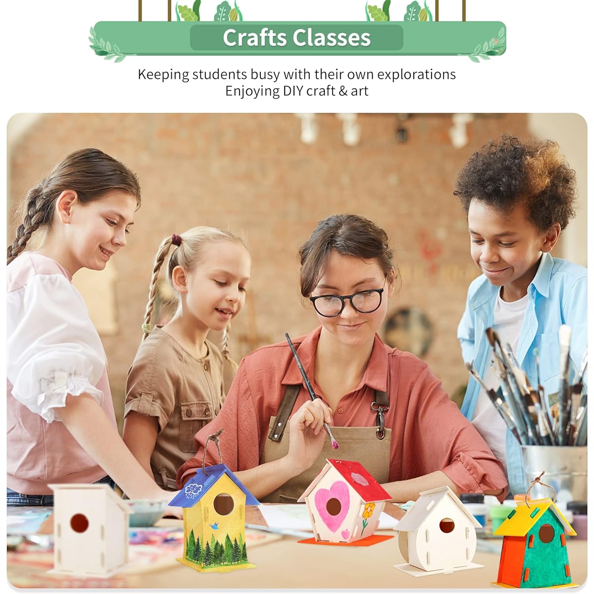 ILHSTY 30 Pack Large Paintable DIY Wooden Birdhouse Kit for Children Kids Crafts Wooden House Craft Class Party Birthday DIY Craft Art Bird House Kit for Kids to Assemble and Design