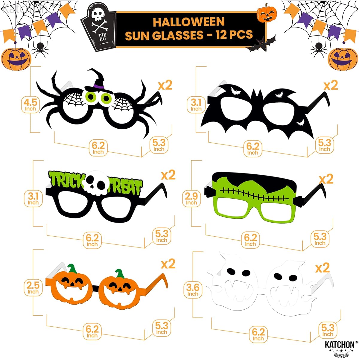 Scary Halloween Glasses Party Favors - Pack of 12 | Halloween Party Glasses for Halloween Decorations | Halloween Photo Booth Props Halloween Glasses for Kids and Adults | Halloween Party Favors