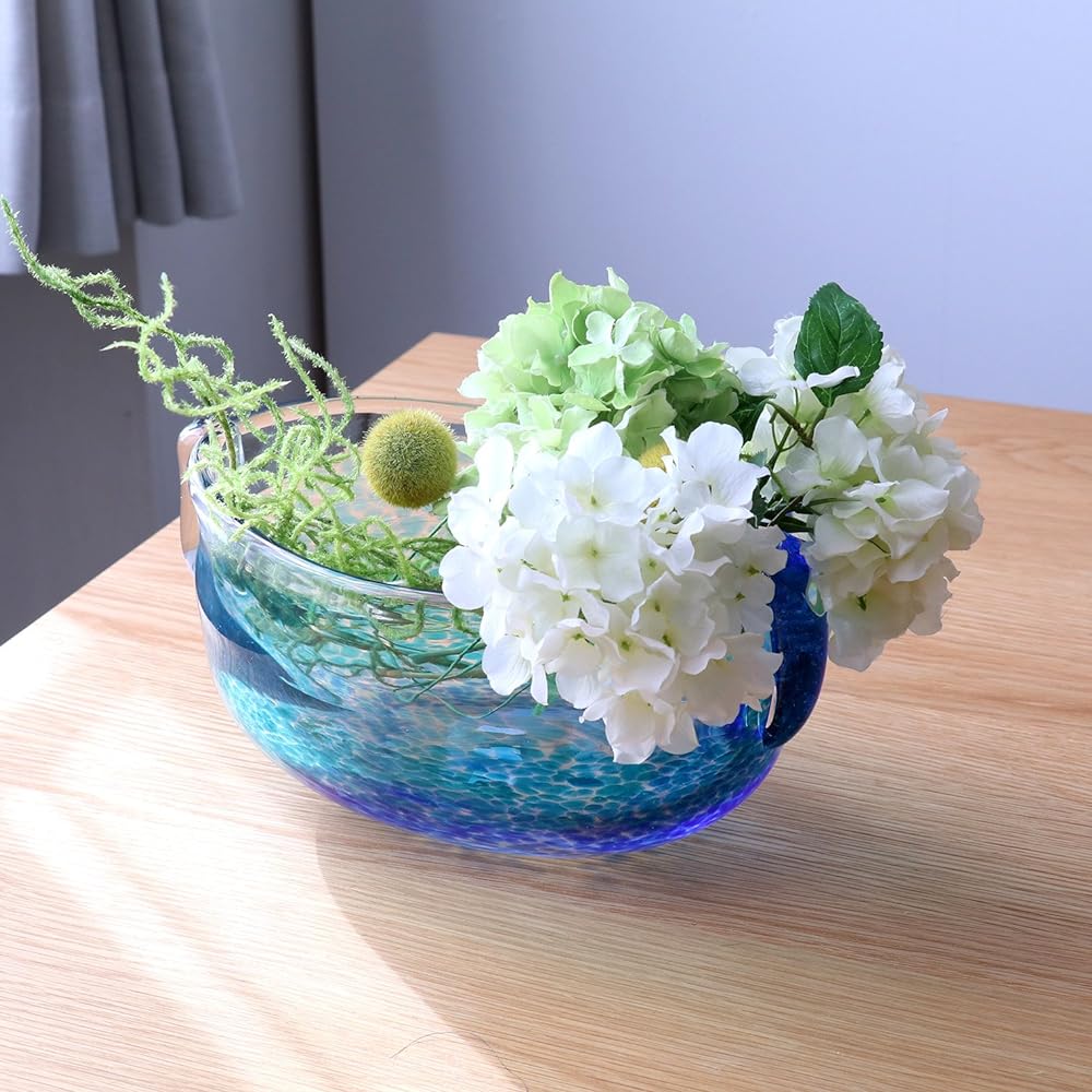 Adelia Tsugaru Vidro Vase, Maximum 26 x 19 x Height 13 cm, Vase, Water Basin, Made in Japan F-79985