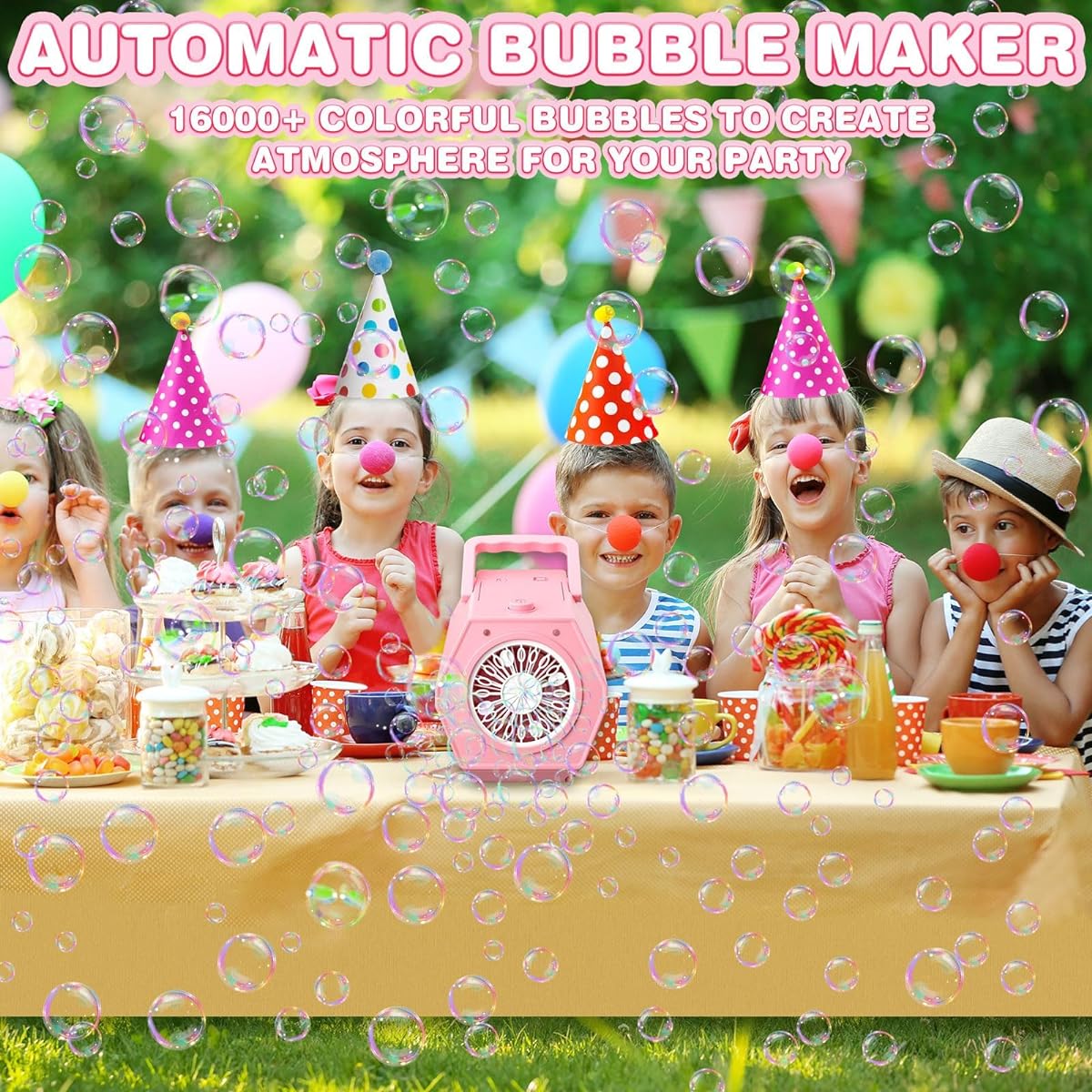 Automatic Bubble Machine Blower for Party - Bubble Maker 2 Speeds Work 15,000/Minute Bubbles Professional Bubble Blower Powered by Plug-in for Outdoor/Travel