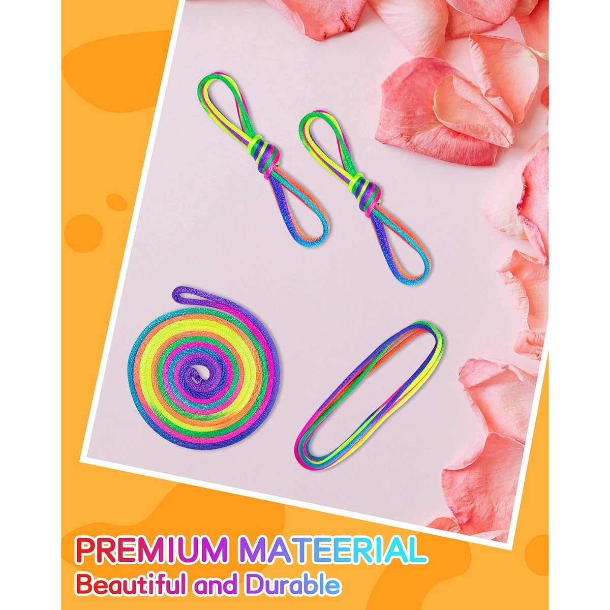 SONGTIY 6pcs Cat Cradle String 65inch Long Rainbow Colorful Finger Rope Chinese Finger String Game Toy for Kids Adults Children's Day with Sand Painting,Rainbow,65inch