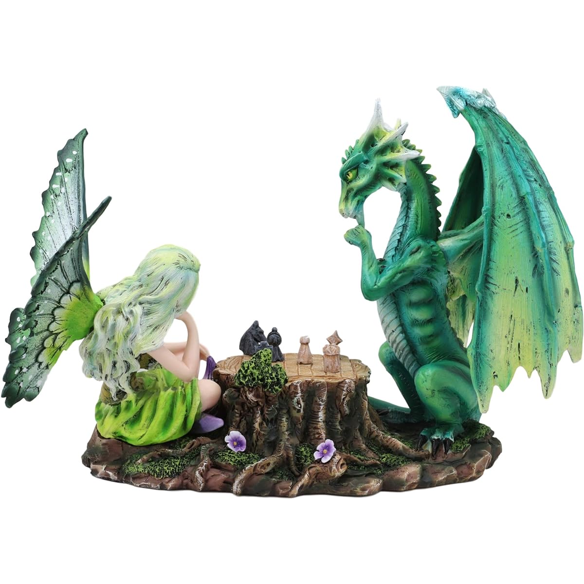 Ebros Amy Brown Checkmate Enchanted Earth Fairy FAE Chess Statue 10" Long Fantasy Fairy Garden Collectible Figurine