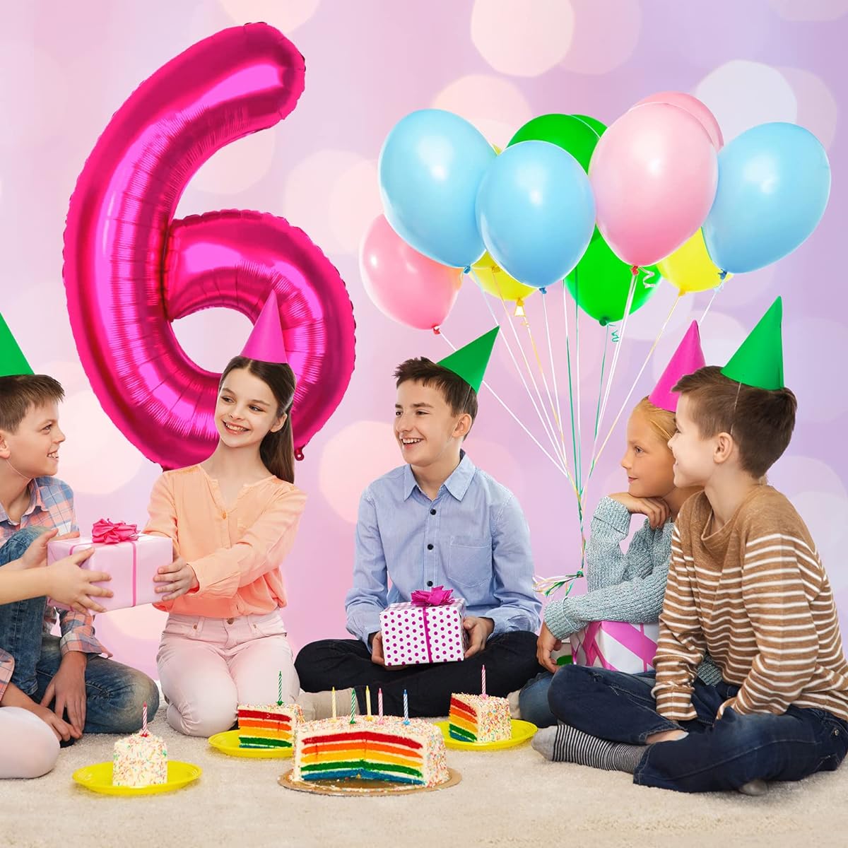 6 hot pink balloons