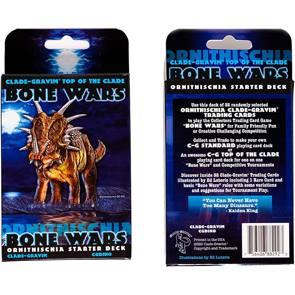 CLADE-GRAVIM Dinosaur Collector Trading Card Game Top of the Clade Bone Wars Ornichiskia 53 Card Starter Deck