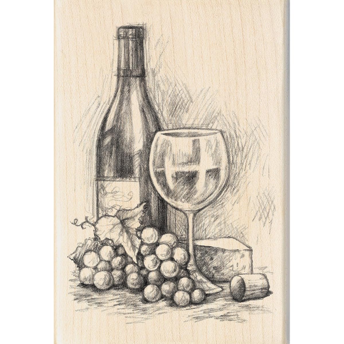 Inkadinkado Wood Mount Stamp PP Wine & Cheese